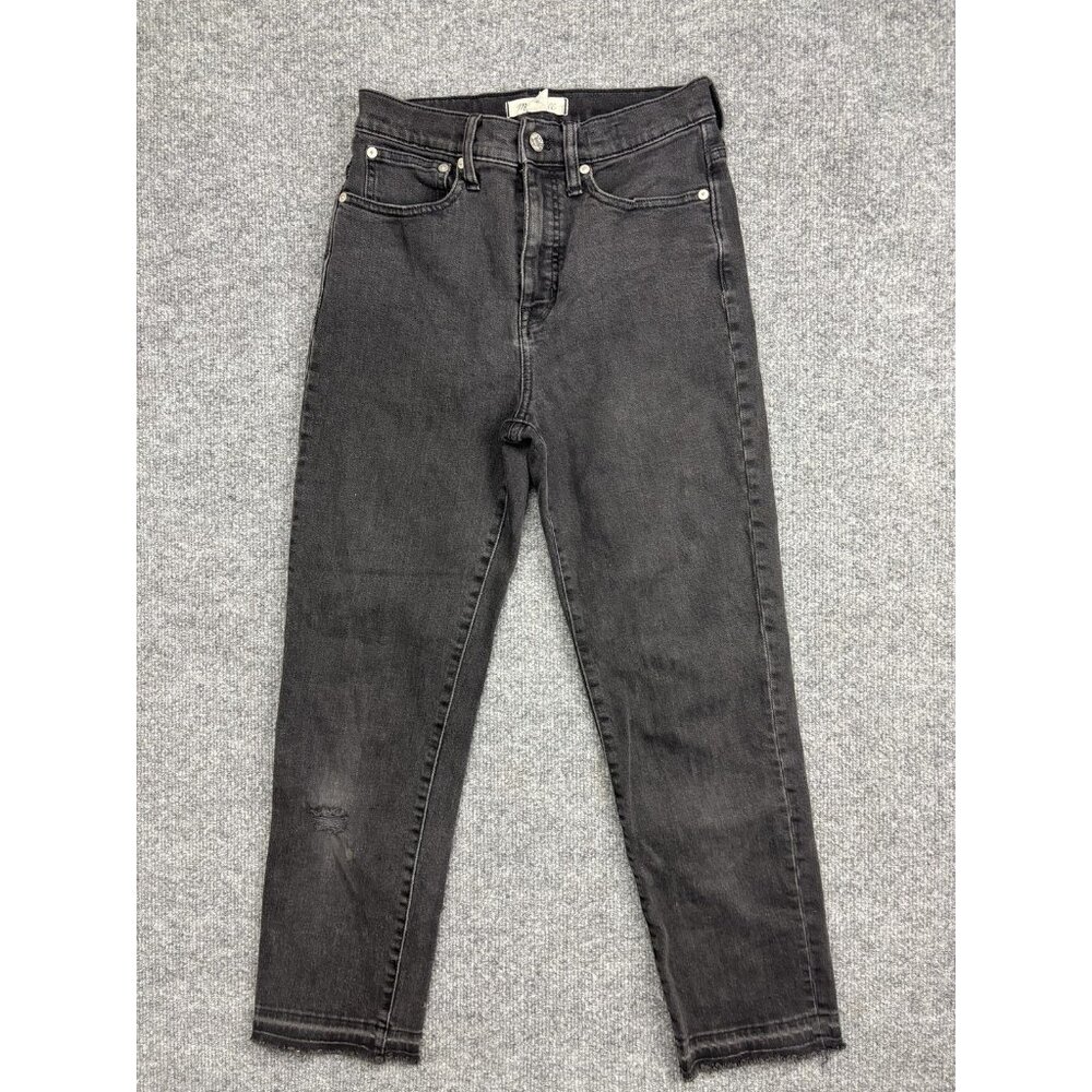 Madewell Classic Straight Jeans Womens 26 High Rise Distressed Stretch 26x26.5